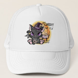 Heute Abend fliegen wir - Schwarze Hexenkatze Truckerkappe
