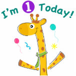 Heute bin ich eins - Giraffe Design Freistehende Fotoskulptur<br><div class="desc">Kinderbekleidung,  Geschenke und Party-Dekorationen mit Bild einer Giraffe,  die lautet: Ich bin heute 1.</div>