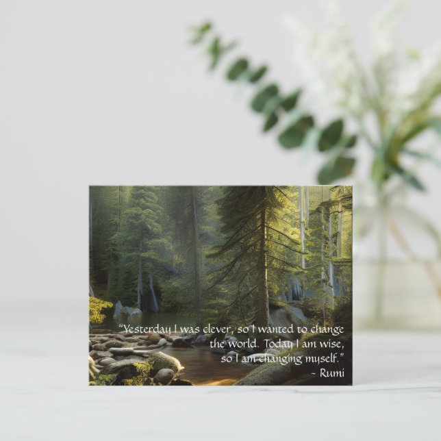 Heute bin ich klug zitieren Natur Landschaft Postkarte (Stehend Vorderseite)