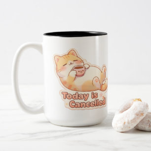 Heute ist Abgesagt Faul Süße Katzen Kaffee Mu Zweifarbige Tasse