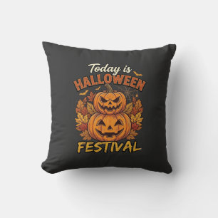 Heute ist Halloween-Festival Gestapelte Kürbisse S Kissen