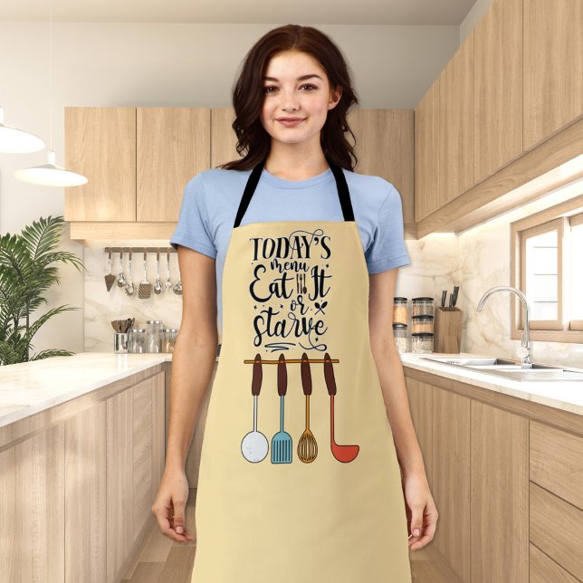 Heute Menü - Essen oder hungern - Küchenutensilien Schürze (Von Creator hochgeladen)