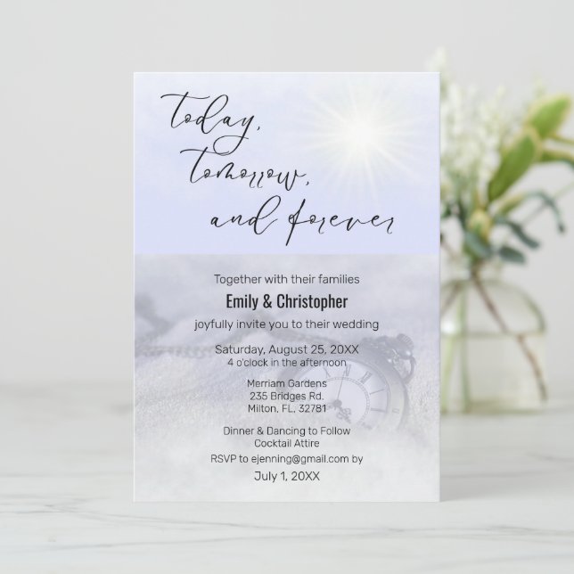 Heute, morgen, und für immer einladen Hochzeiten Einladung (Stehend Vorderseite)