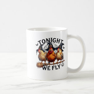 Heute Nacht fliegen wir - Hühnerhexenhut und Besen Kaffeetasse