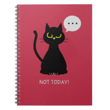 HEUTE NICHT! Grumpy Black Cat Notebook