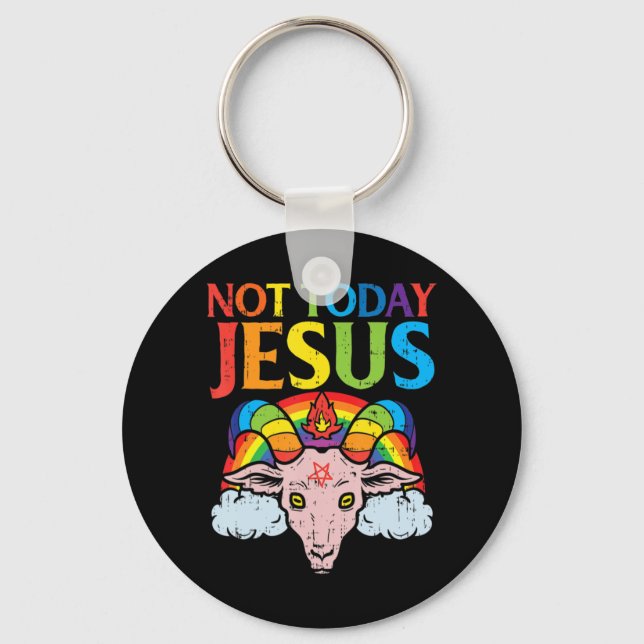 Heute nicht Jesus Satan Ziege Satanic Rainbow Sata Schlüsselanhänger (Vorderseite)
