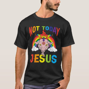 Heute nicht Jesus Satan Ziege Satanic Rainbow Sata T-Shirt