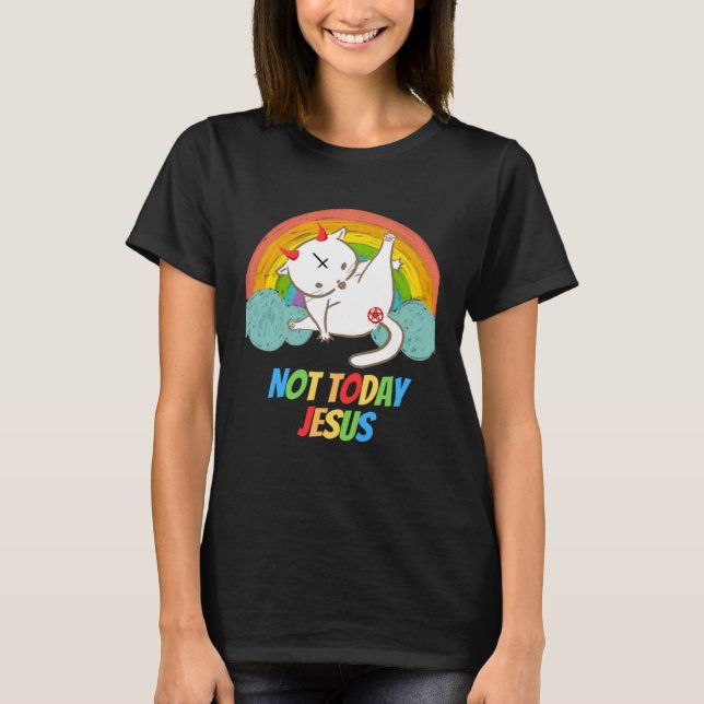 Heute nicht Jesus Teufel Anbetung Satanic Hail Sat T-Shirt (Vorderseite)