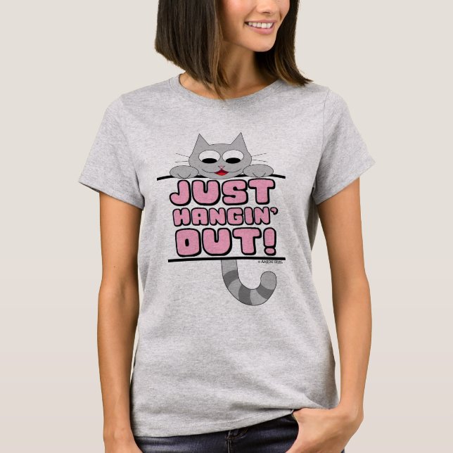 HEUTE! Niedliches Katzenrosa T-Shirt (Vorderseite)