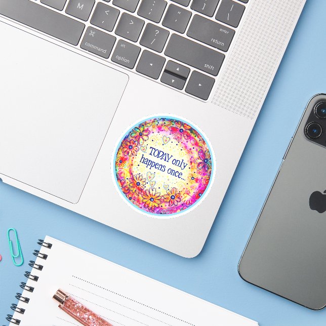 Heute passiert nur einmal ein Inspirivity-Sticker Aufkleber (Laptop mit iPhone)