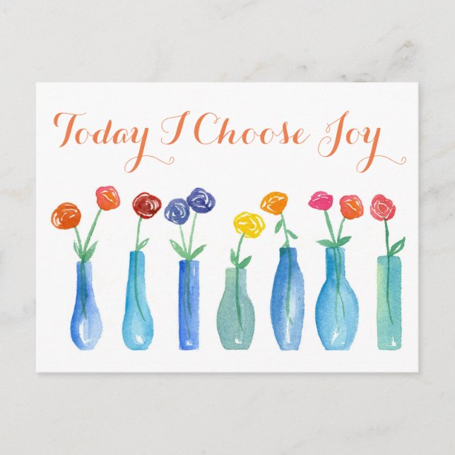 Heute wähle ich Joy Pink Roses Inspiration Postkarte (Vorderseite)