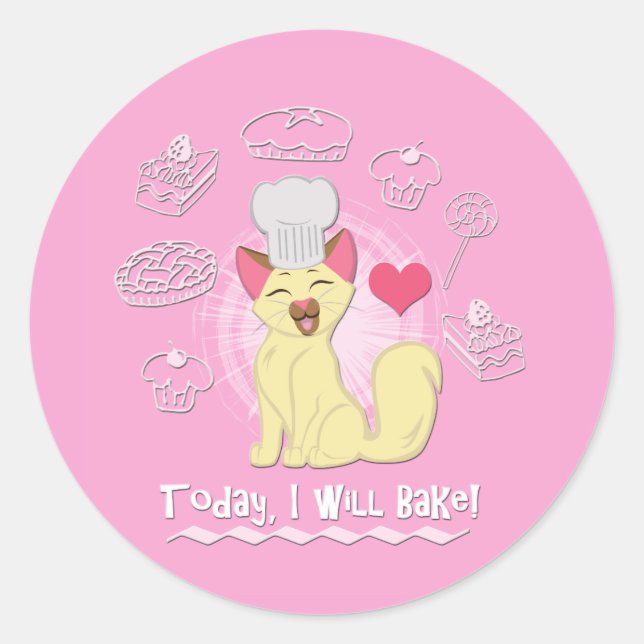 Heute werde ich backen! runder aufkleber (Vorderseite)