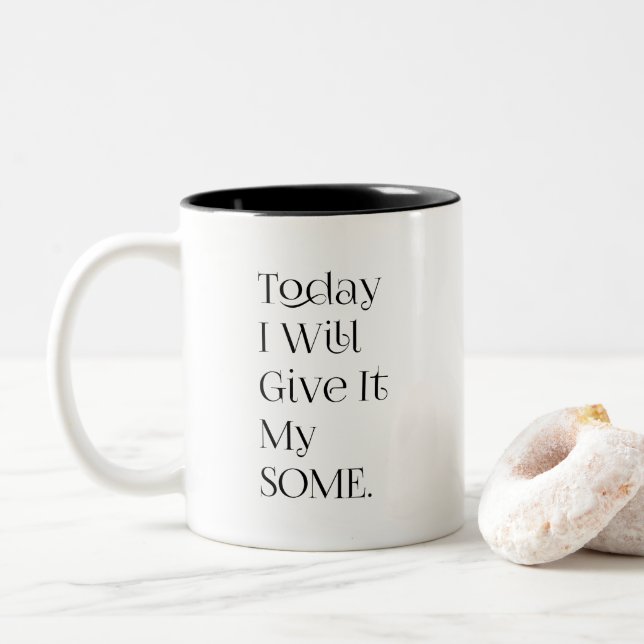 Heute werde ich ihm ein paar geben zweifarbige tasse (Mit Donut)