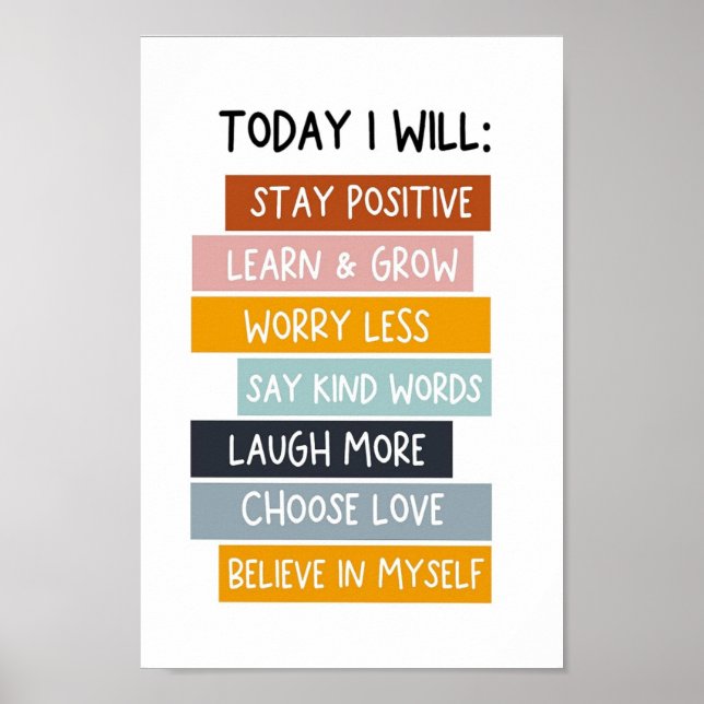 Heute werde ich Plakate, Kinder positiv Motivieren Poster (Vorne)