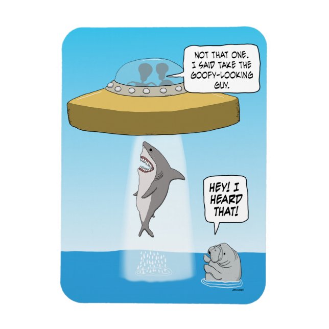 Heutige Außerirdischen ernten Hai als Manateuhren Magnet (Vertikal)