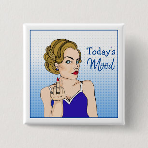 Heutige Stimmung, Retro-Dame gibt den Stinkefinger Button