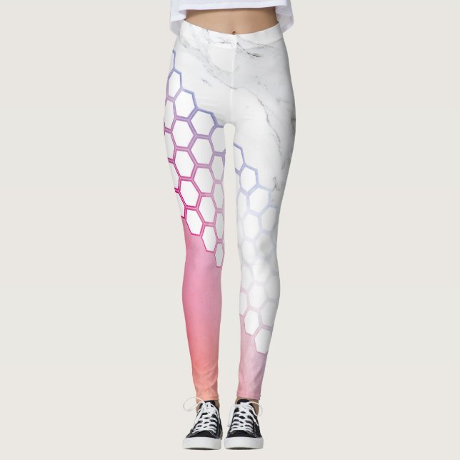 Hex Aquarelle Marbre Sport Leggings (Devant)