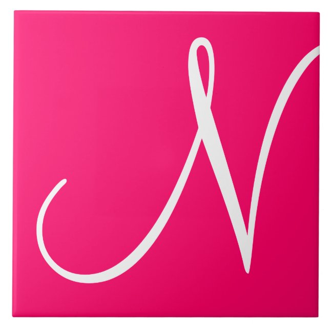 Hex ff0066 Farbnummer Monogramm Keramik Tile Fliese (Vorderseite)