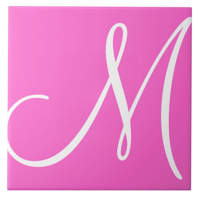 Hex ff66cc Farbnummer Monogramm Keramik Tile Fliese (Vorderseite)