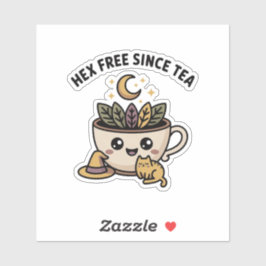 Hex Free As Tea - gemütlicher Hexentee & Katze Aufkleber