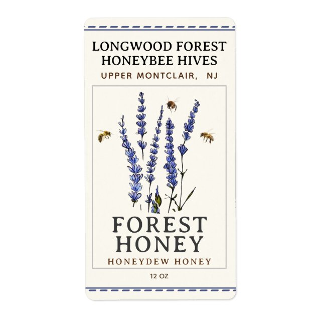 Hex Label Bees and Lavender HONEY Label (Vorne)