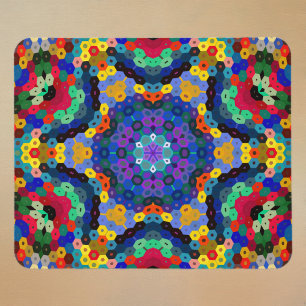 Hex Mandala Blau Gelb Rot und Grün Mousepad