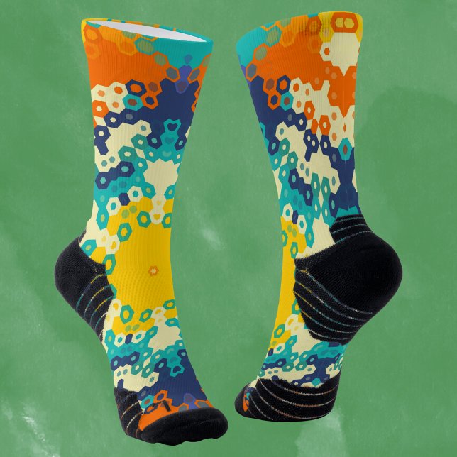 Hex Mandala Blue Orange und Yellow Socken (Von Creator hochgeladen)