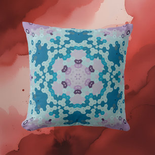 Hex Mandala Blue und Lila Kissen