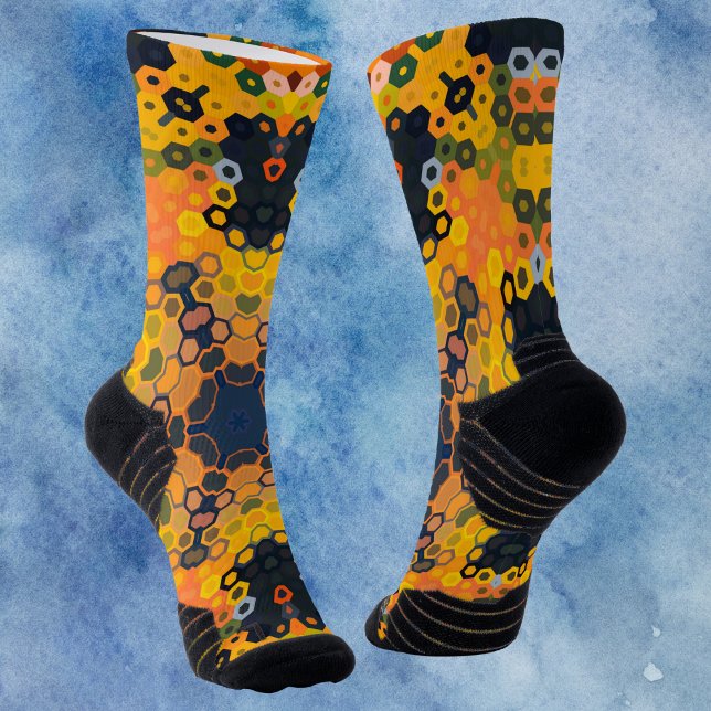 Hex Mandala Gelb und Orange Socken (Von Creator hochgeladen)