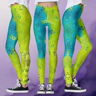 Hex Mandala Green und Blue Leggings