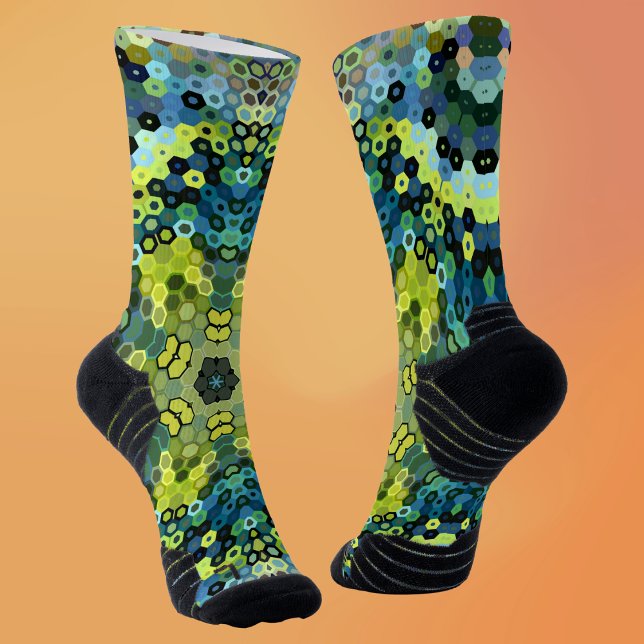 Hex Mandala Green und Blue Socken (Von Creator hochgeladen)