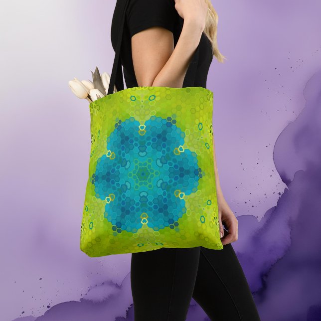 Hex Mandala Green und Blue Tasche (Von Creator hochgeladen)