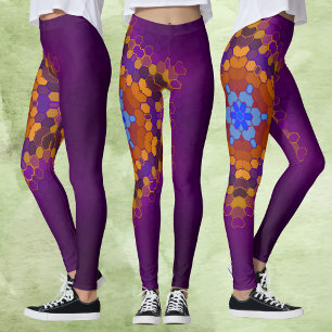 Hex Mandala Lila Orange und Blue Leggings