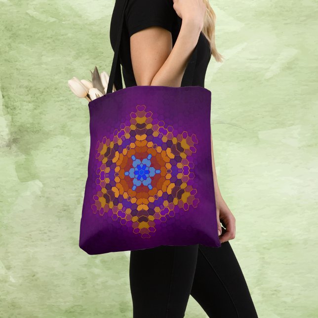 Hex Mandala Lila Orange und Blue Tasche (Von Creator hochgeladen)