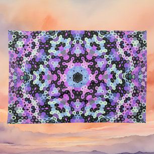 Hex Mandala Lila rosa und blau Geschirrtuch