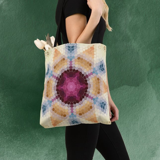 Hex Mandala Orange Pink und Blau Tasche (Von Creator hochgeladen)