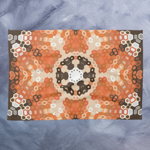 Hex Mandala Orange White und Brown Geschirrtuch