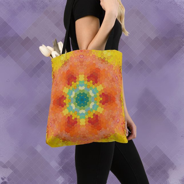 Hex Mandala Orange Yellow Red and Blue Tasche (Von Creator hochgeladen)