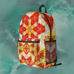Hex Mandala Red und Yellow Bedruckter Rucksack