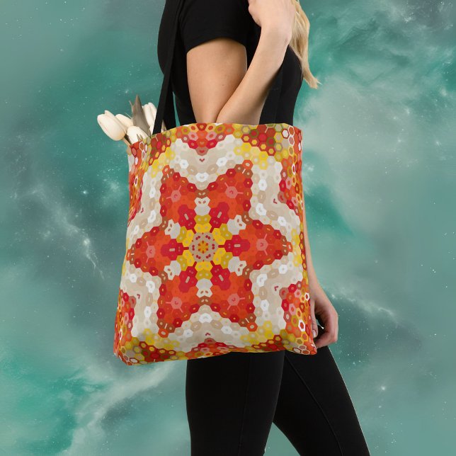 Hex Mandala Red und Yellow Tasche (Von Creator hochgeladen)