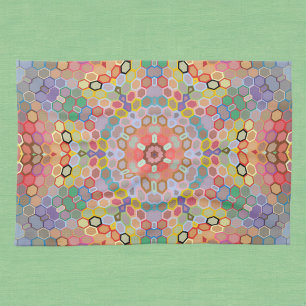 Hex Mandala Regenbogen Geschirrtuch