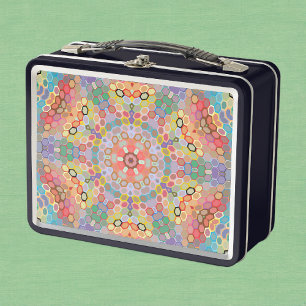 Hex Mandala Regenbogen Metall Brotdose