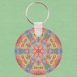 Hex Mandala Regenbogen Schlüsselanhänger