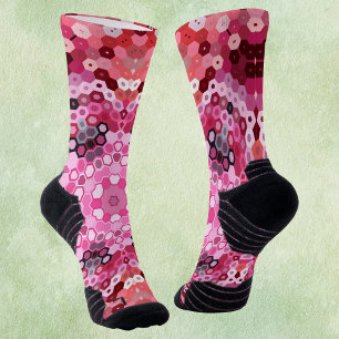 Hex Mandala Rosa und Weiß Socken
