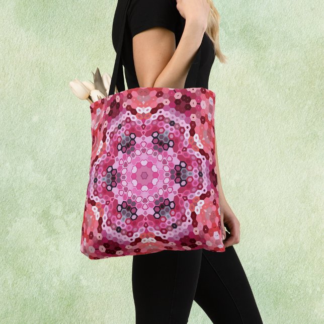 Hex Mandala Rosa und Weiß Tasche (Von Creator hochgeladen)