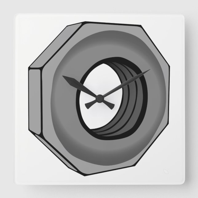 Hex Nut Quadratische Wanduhr (Vorderseite)