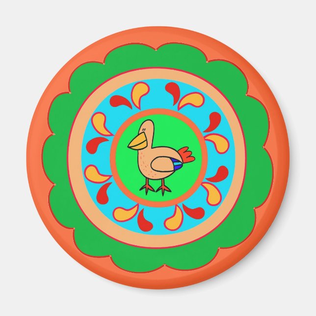 Hex Sign Bird Magnet (Vorne)