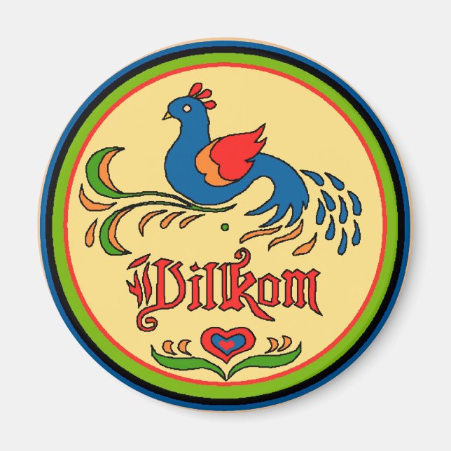 Hex Sign Welcome Bird Magnet (Vorne)