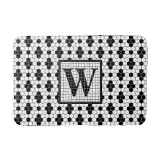 Hex Tile Print Monogram Bath Mat Badematte