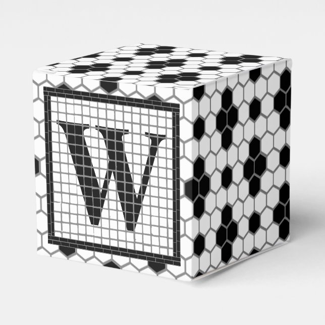 Hex Tile Print Monogram Fevor Box Geschenkschachtel (Vorderseite)